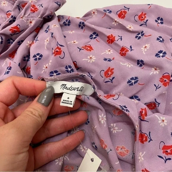 Madewell NWT Tie-Sleeve Wrap Top in Prairie Posies size 6 - Picture 6 of 12